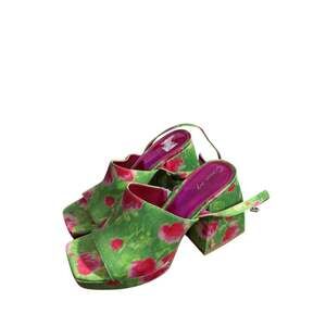 Circus NY by Sam Edelman Miranda Platform Sandals Green Pink Block Heel Sz 6